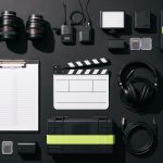 flat-lay image of video production tools