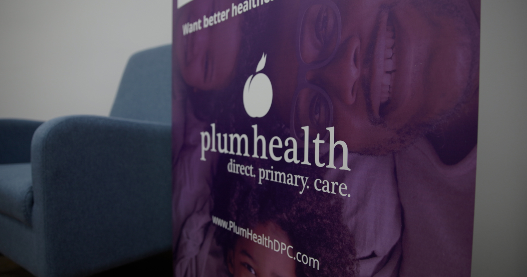 Plum Health's direct primary care brand signage