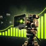 a video camera with a graph behind it